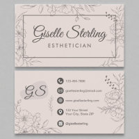 Aesthetician Blush Pink Floral Line Art Script