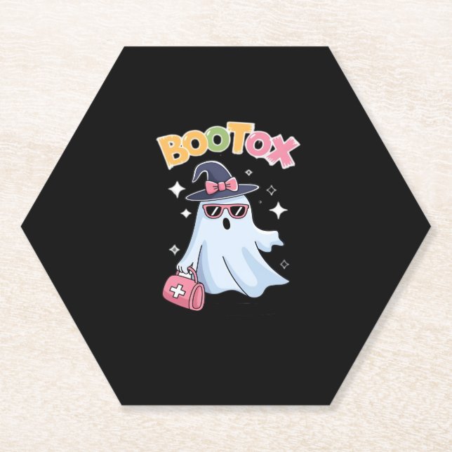 Aesthetician Botox Halloween Aesthetic Nurse Plast Paper Coaster (Front)