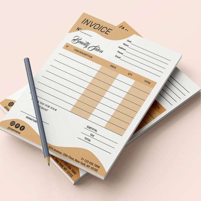 Aesthetician Business Invoice Sales Receipt Notepad (Esthetician Business Invoice Sales Receipt Notepad)