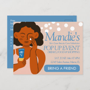 Aesthetician Business Salon Pop Up Event Blue Postcard