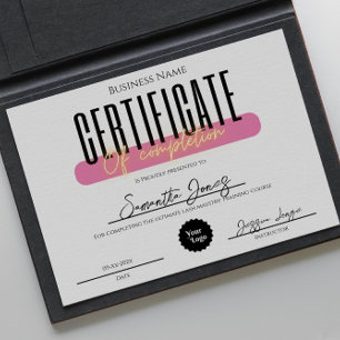 Aesthetician Certificate Of Completion Awards Bold