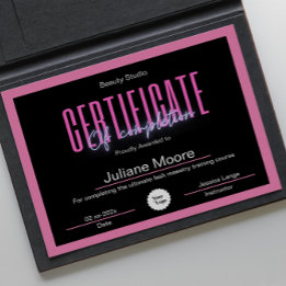 Aesthetician Certificate Of Completion Awards Pink