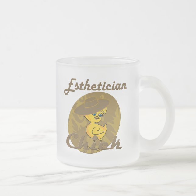 Aesthetician Chick #6 Frosted Glass Coffee Mug (Right)