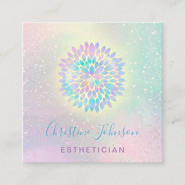 aesthetician dahlia decor square business card (Front)