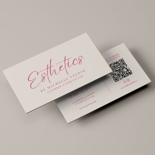 Aesthetician Elegant Pink Sand Monogram Business Card
