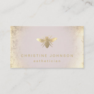 aesthetician FAUX gold foil bee logo Business Card