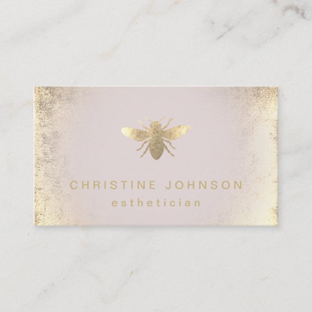 aesthetician FAUX gold foil bee logo Business Card (Front)