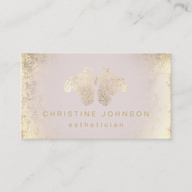 aesthetician FAUX gold foil butterfly Business Card (Front)