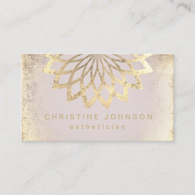 aesthetician FAUX gold foil lotus logo Business Card (Front)
