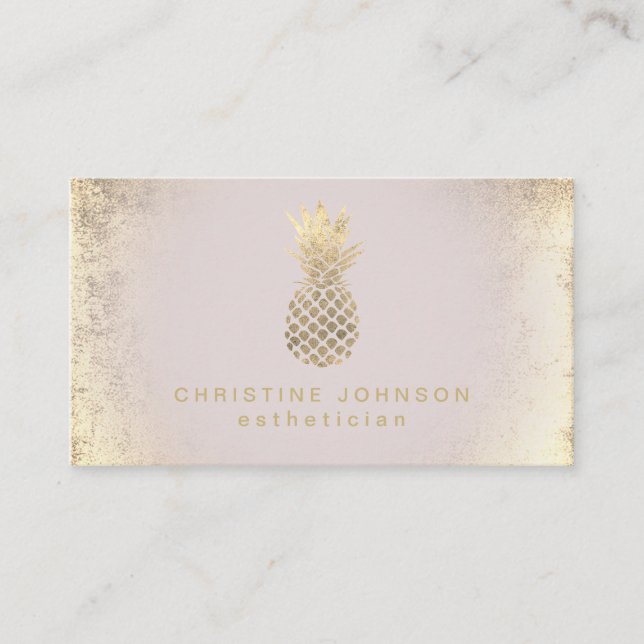 aesthetician FAUX gold foil pineapple Business Card (Front)