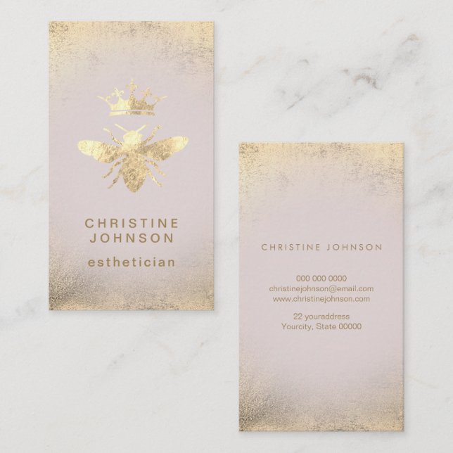 aesthetician FAUX gold foil queen bee Business Card (Front/Back)