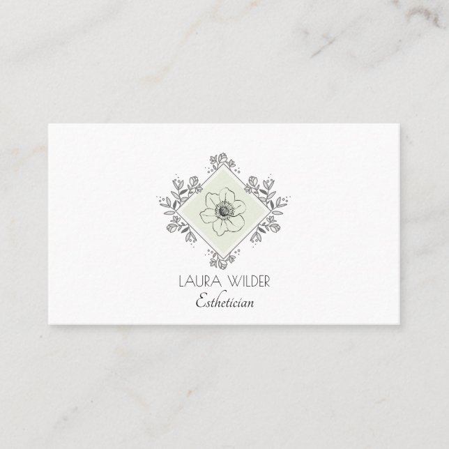 Aesthetician Floral Logo Business Card (Front)