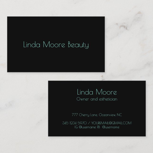 Aesthetician Glow In The Dark Business Card (Front/Back)