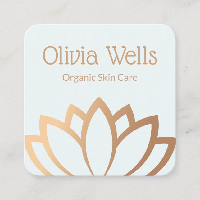 Aesthetician Gold Lotus Flower Square Business Car Square Business Card (Front)