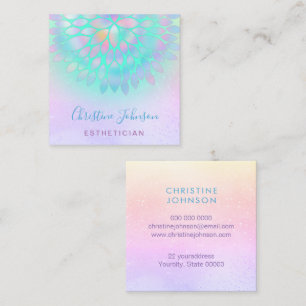 aesthetician green purple pink design square business card