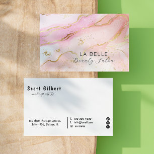 Aesthetician Handwritten Script Typography Marble Business Card