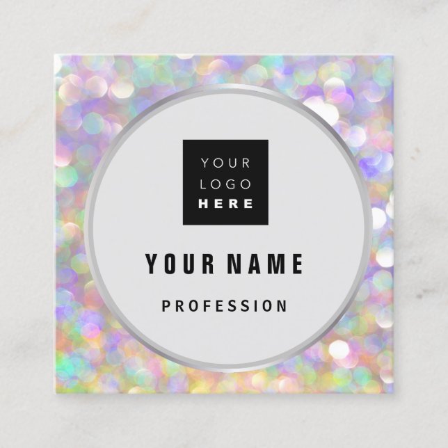 Aesthetician  Holograph Makeup ARTIST LOGO Square Business Card (Front)