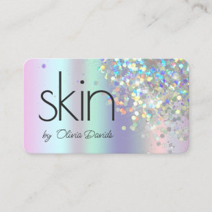 Aesthetician Holographic Glitter Skincare Salon Business Card