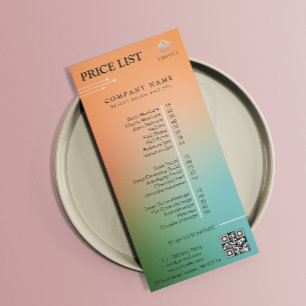 Aesthetician Holographic Gradient Price List Menu
