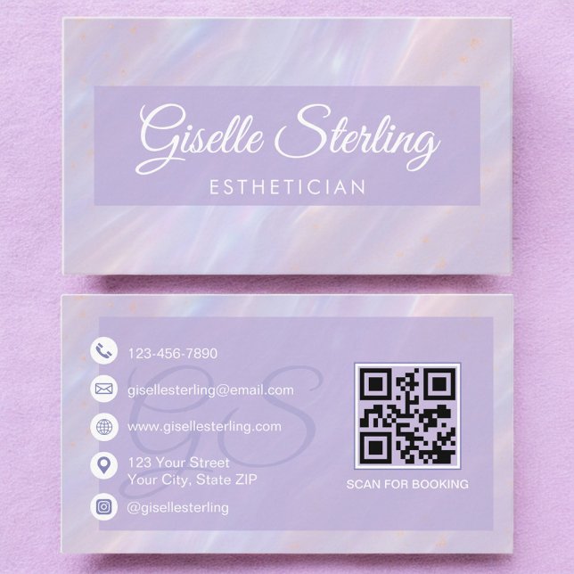 Aesthetician Iridescent Pastel Opal Holographic Business Card (Creator Uploaded)