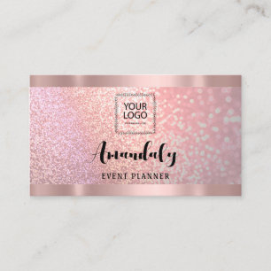 Aesthetician Lash Nails Hair QR CodeLogo Rose Pink Business Card