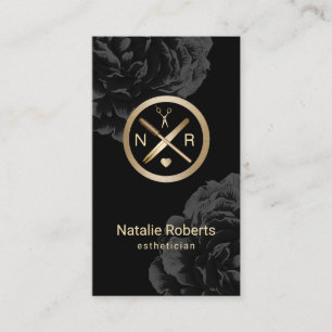 Aesthetician Makeup Artist Logo Modern Black Business Card