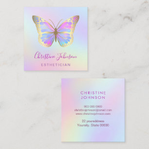 aesthetician pastel colours butterfly square business card