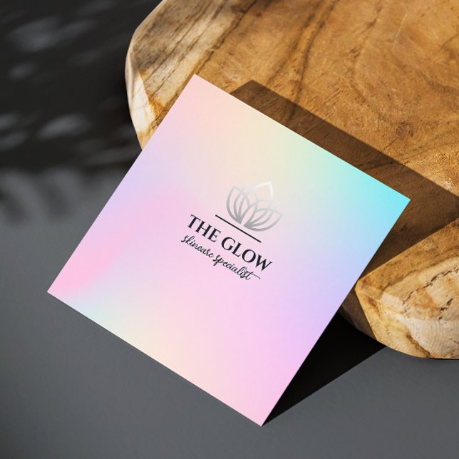 Aesthetician Pink Holographic Iridescent Qr Code Square Business Card (Esthetician Pink Holographic Iridescent Qr Code Square Business Card)