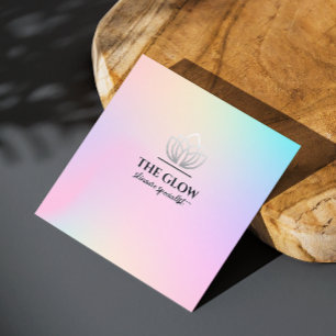 Aesthetician Pink Holographic Iridescent Qr Code Square Business Card