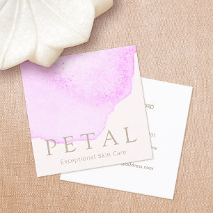 Aesthetician Pink Watercolor Floral Petal Square Business Card