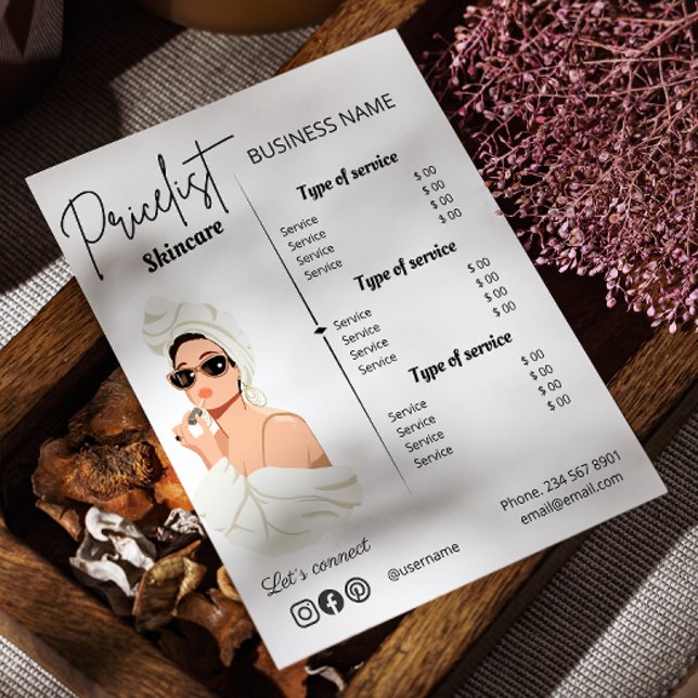 Aesthetician Price List Business Service Menu (Esthetician Price List Business Service Menu Flyer)