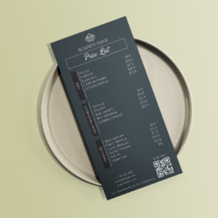 Aesthetician Price List Menu Black White Grey Grey