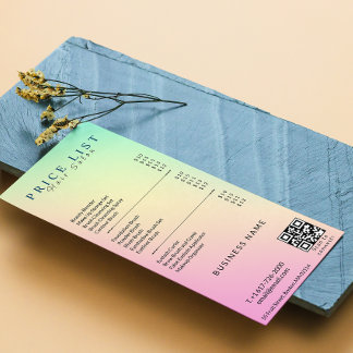 Aesthetician Price List Menu Pastel Holographic