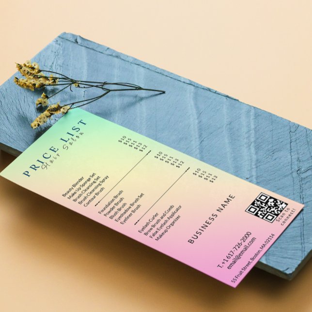 Aesthetician Price List Menu Pastel Holographic (Esthetician Price List Menu Pastel Holographic)