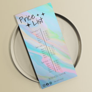 Aesthetician Price List Menu Rainbow Holographic