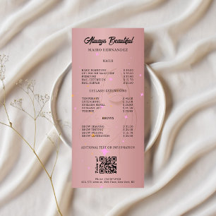 Aesthetician Price List Menu Rose Gold Qr Code