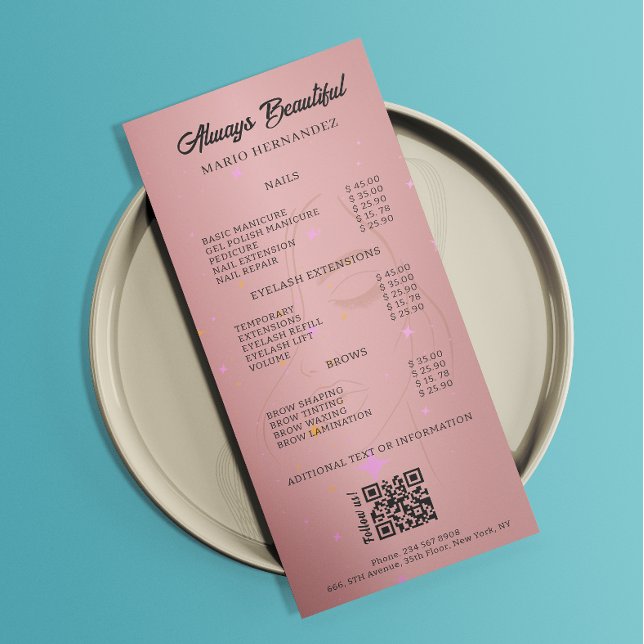 Aesthetician Price List Menu Rose Gold Qr Code (Esthetician Price List Menu Rose Gold Qr Code)