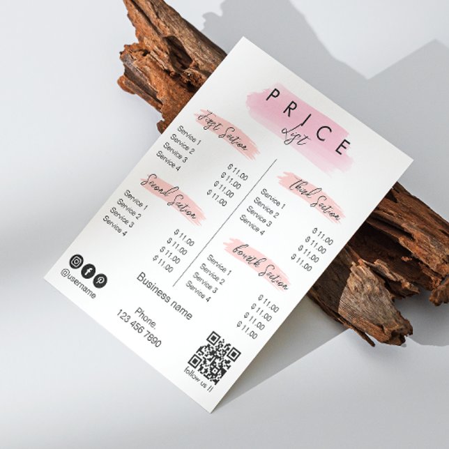 Aesthetician Price List Menu Script Typography Invitation (Esthetician Business Service Price List Menu Invitation)