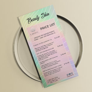 Aesthetician Price List Menu Trendy Hologram 