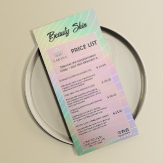 Aesthetician Price List Menu Trendy Hologram
