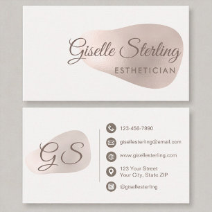 Aesthetician Rose Gold Foil Blush Abstract Beauty Business Card