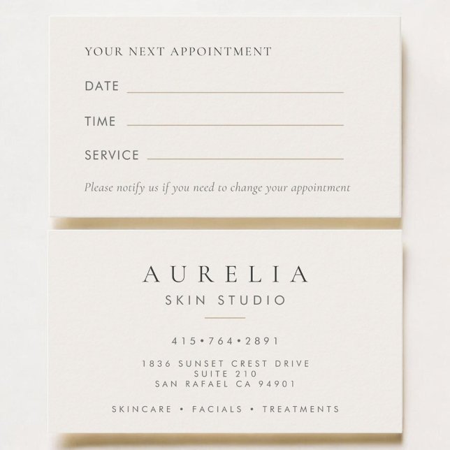 Aesthetician Skin Salon Appointment Card (Creator Uploaded)