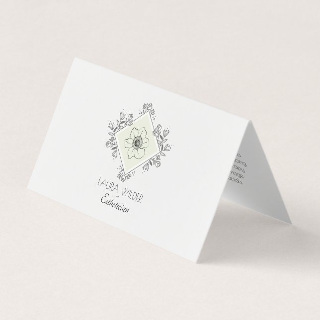 Aesthetician Skincare Floral Logo Business Card (Front)