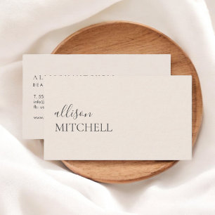 Aesthetician Wellness Spa Script Minimal Ivory Business Card
