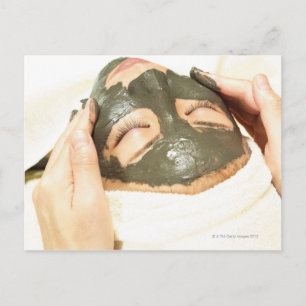 Aesthetician Who Rubs Mud Pack on Womans Face, Postcard
