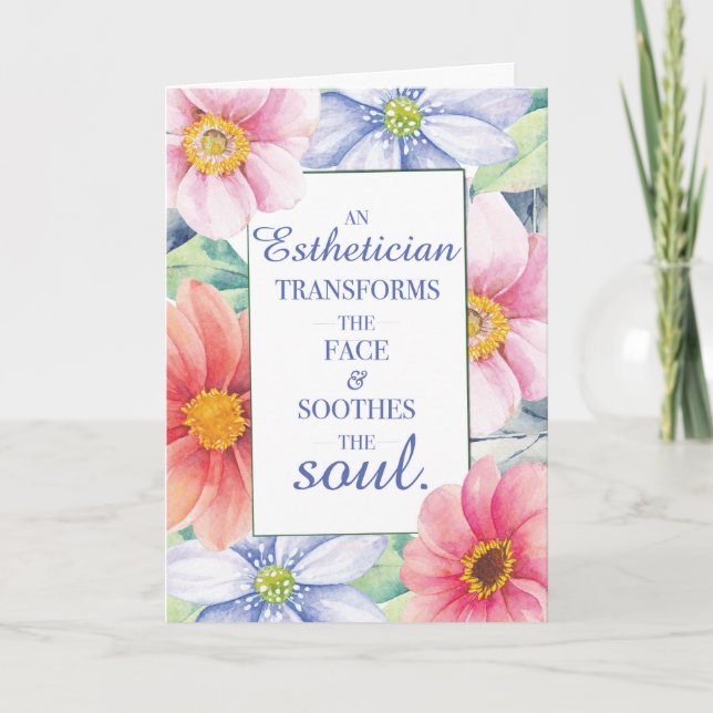 Aesthetician Word Art Quote with Large Watercolor Card (Front)