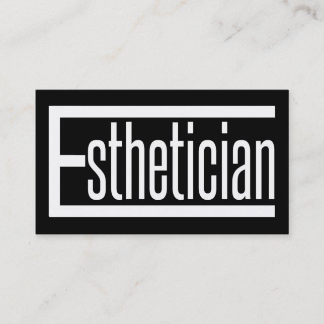 Aesthetician Word Black and White Business Card (Front)