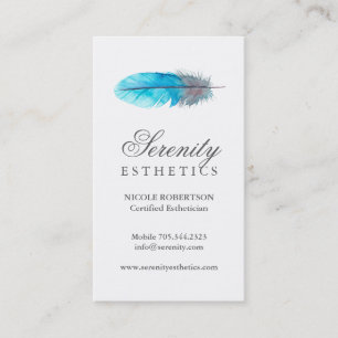 Aesthetics Blue Feather Business Card