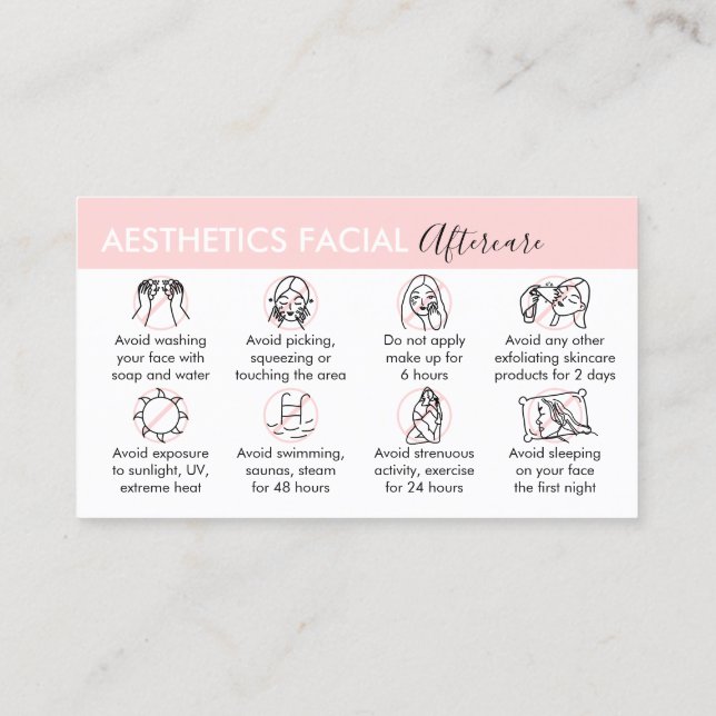 Aesthetics Facial aftercare Business Card (Back)