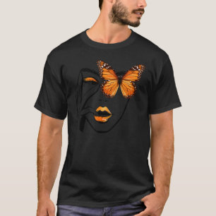 Aesthetics Girl Thinking With Monarch Butterfly Ey T-Shirt